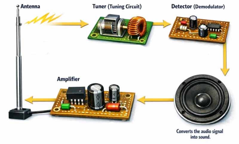radio components of a circuit