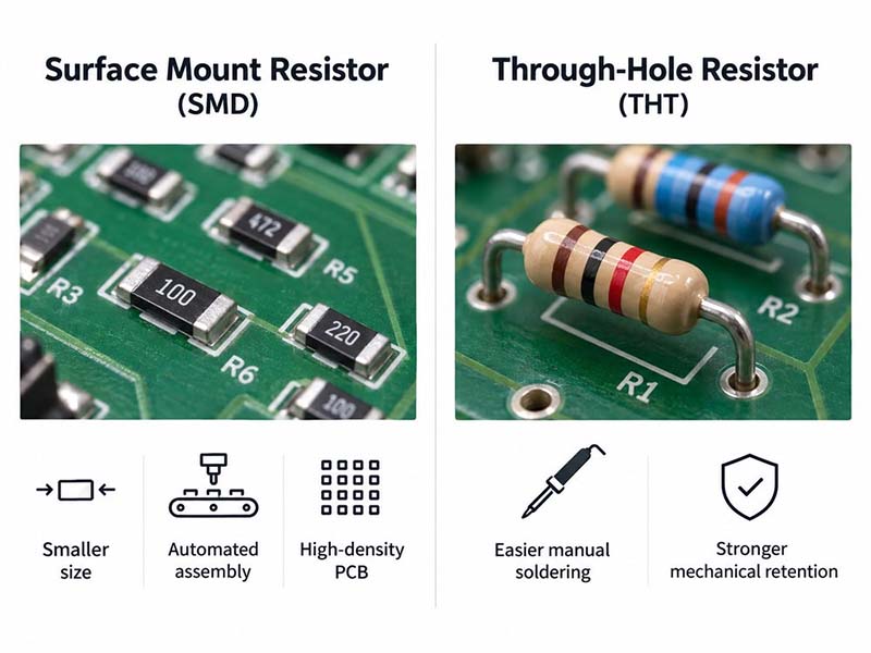smd resistors & through-hole resistors